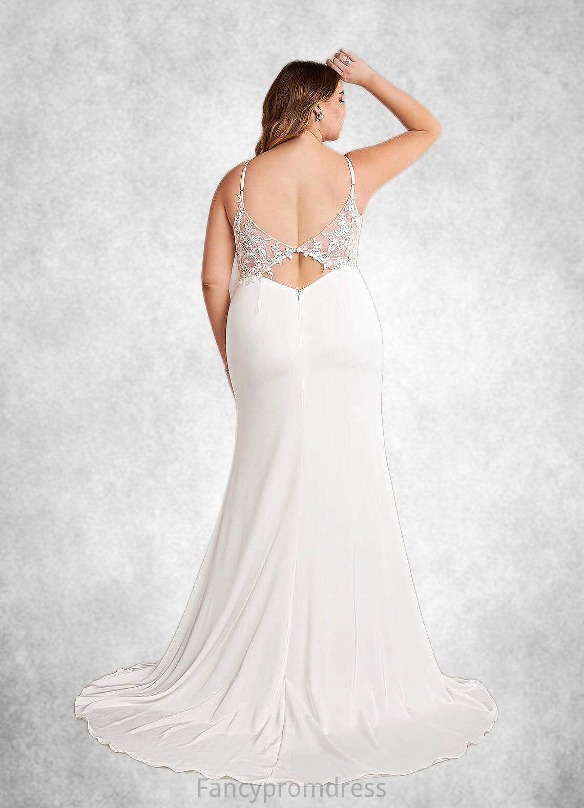 Eliana Mermaid Sweetheart Sequins Crepe Back Satin Chapel Train Dress Diamond White DRP0022755