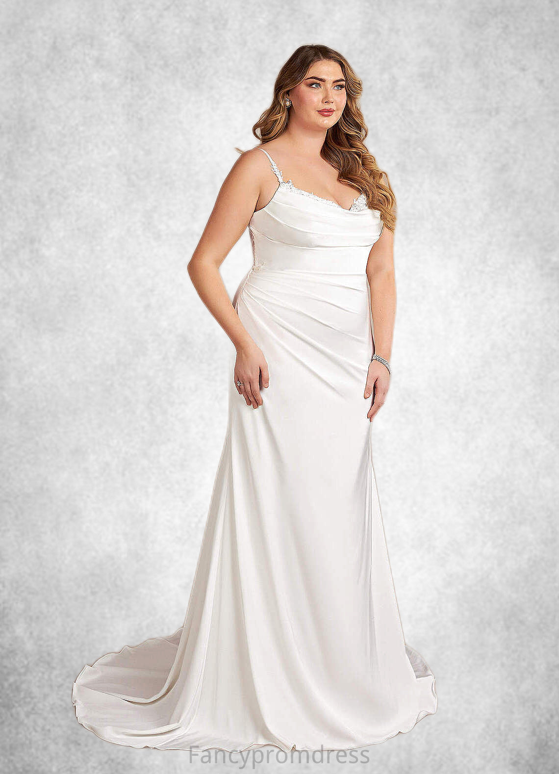 Eliana Mermaid Sweetheart Sequins Crepe Back Satin Chapel Train Dress Diamond White DRP0022755