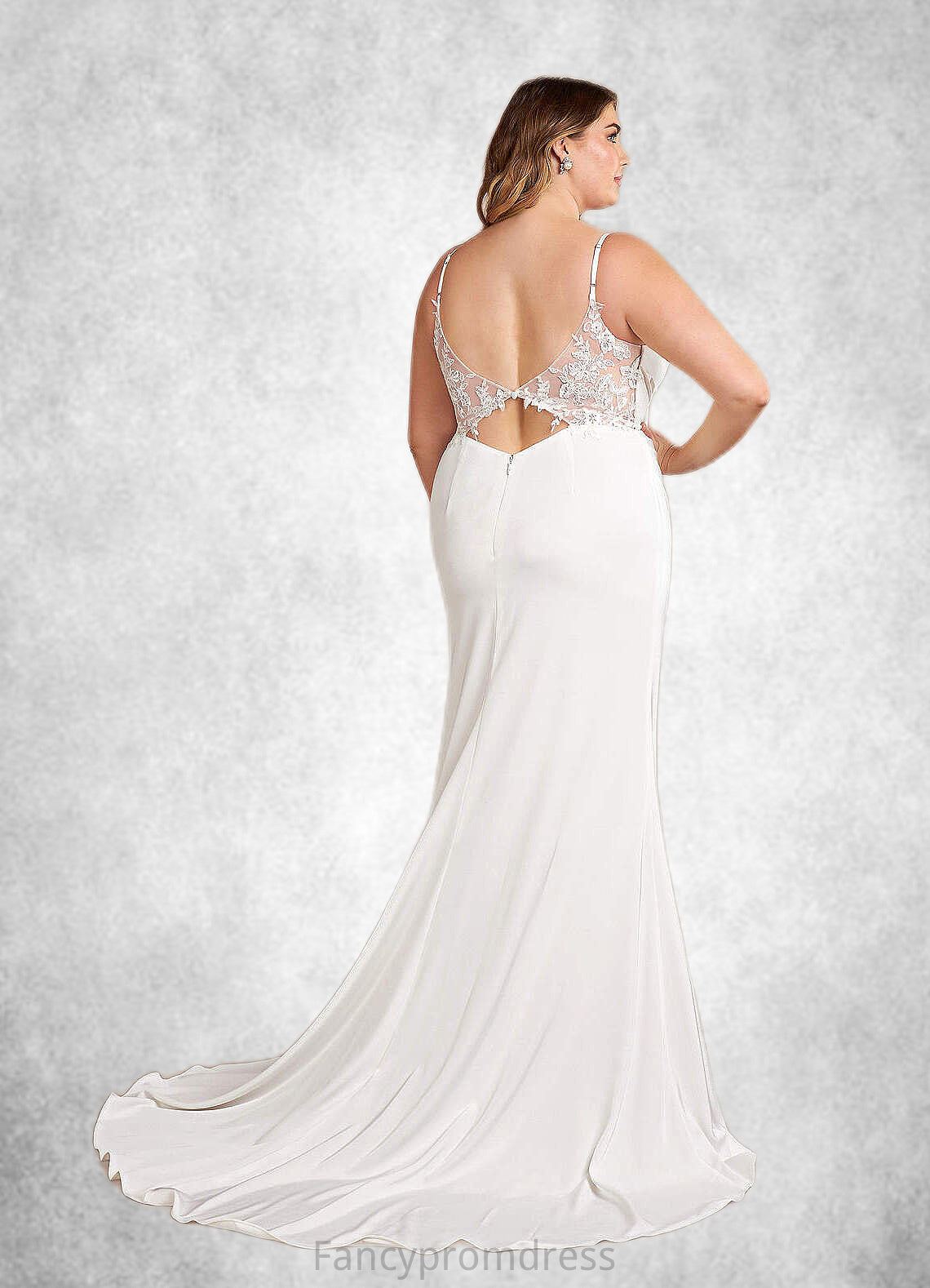 Eliana Mermaid Sweetheart Sequins Crepe Back Satin Chapel Train Dress Diamond White DRP0022755