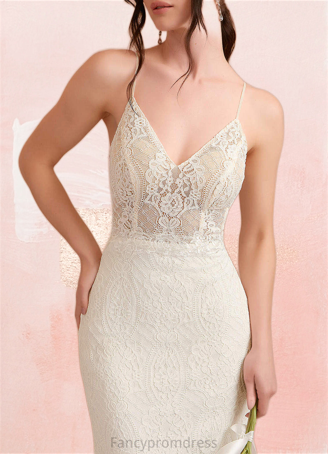 Elisabeth Mermaid Lace Chapel Train Dress Diamond White/Champagne DRP0022761