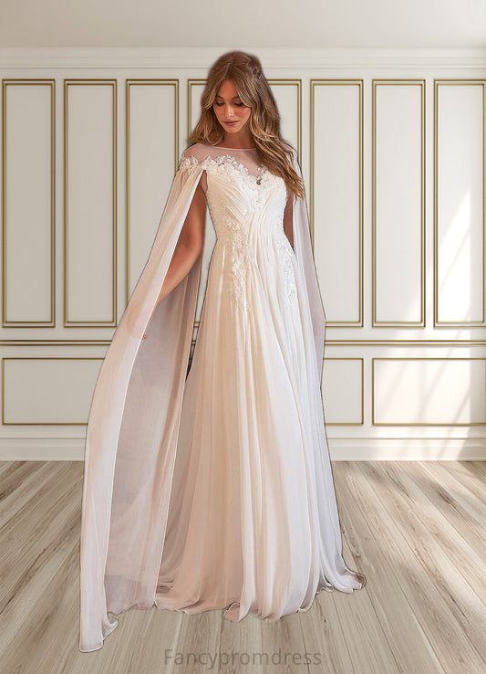 Angelica A-Line Scoop Chiffon Chapel Train Dress Diamond White DRP0022763