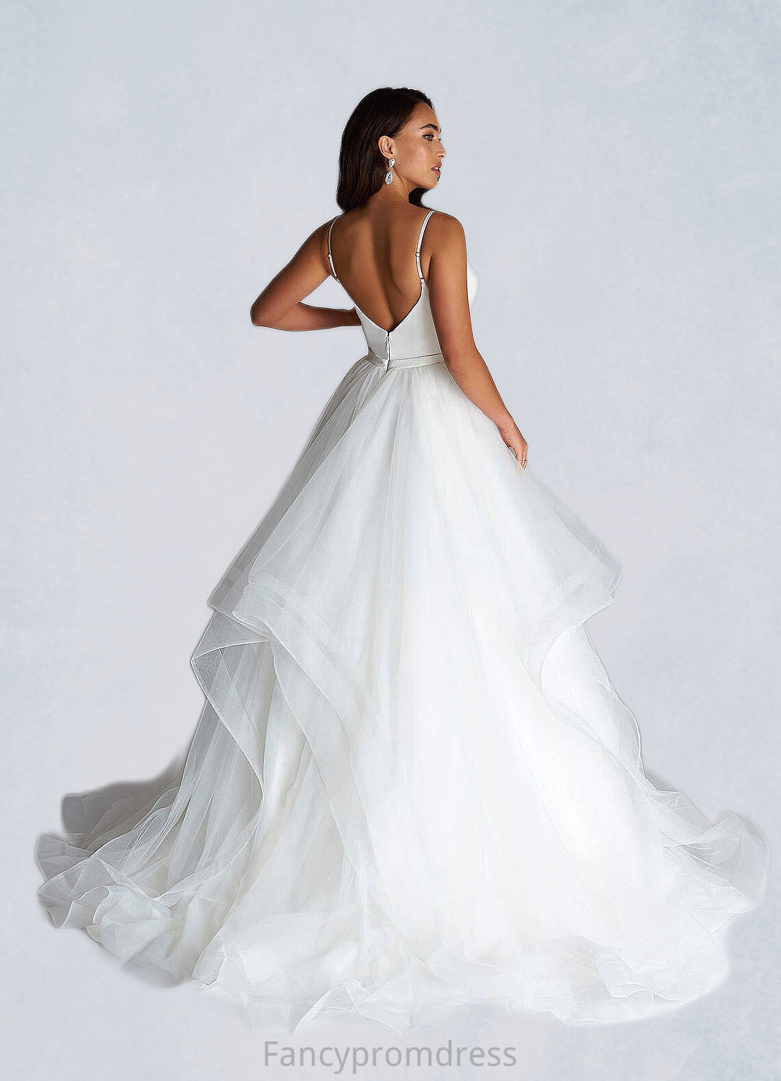 Crystal Ball-Gown Ruched Satin Sweep Train Dress Diamond White DRP0022785