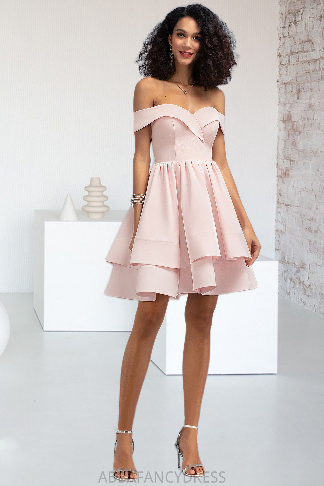 Philippa A-line Short/Mini Stretch Crepe Homecoming Dress With Cascading Ruffles DRP0020540