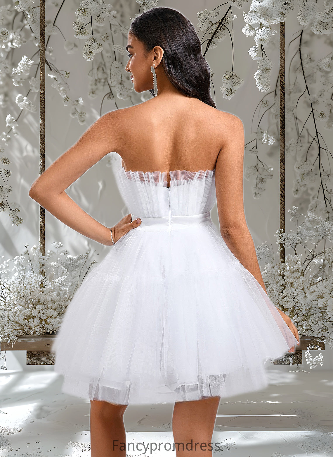 Aylin Ball-Gown/Princess Asymmetrical Short Tulle Homecoming Dress With Bow DRP0025709