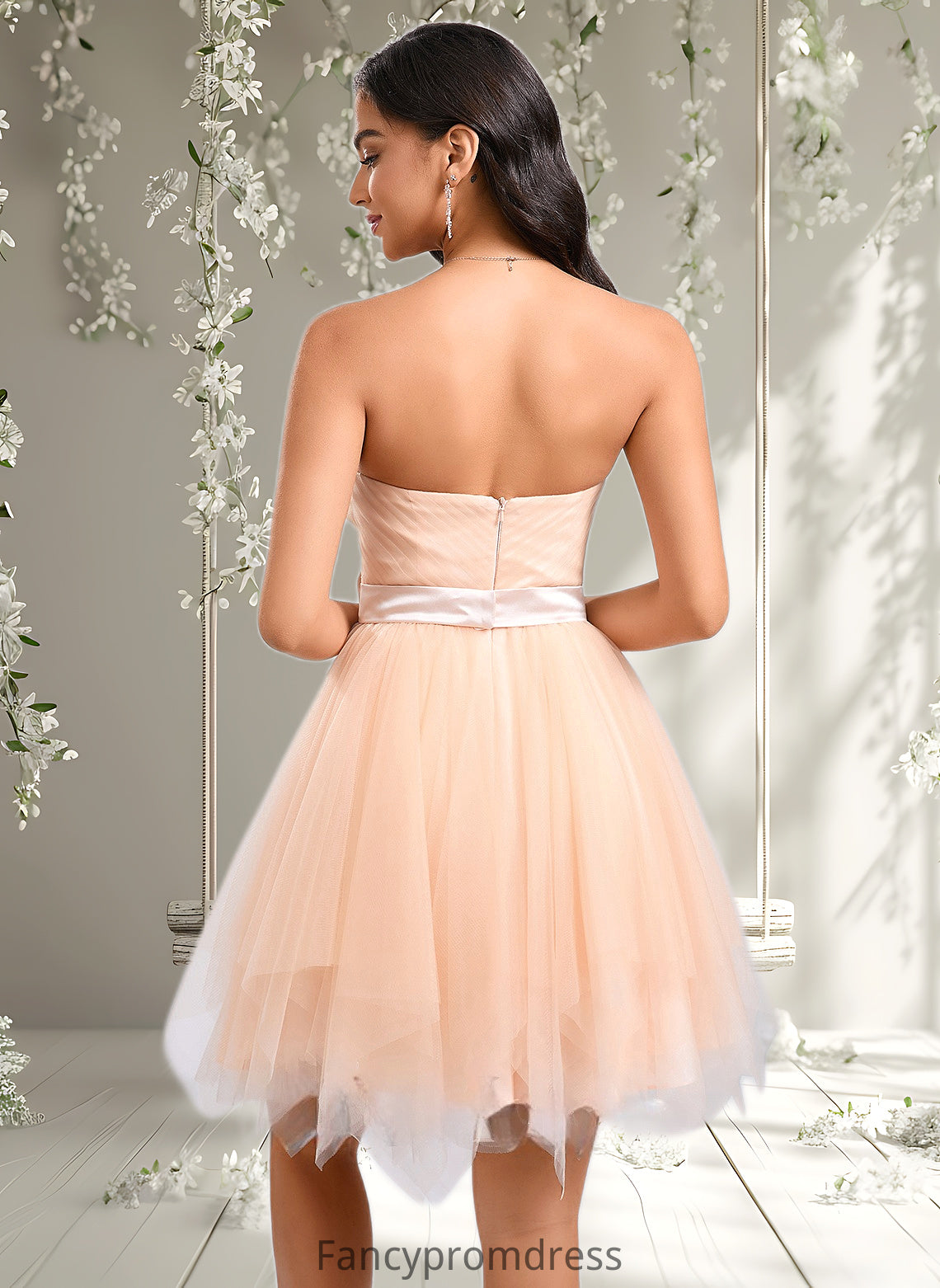 Hadassah Ball-Gown/Princess Sweetheart Short Tulle Homecoming Dress With Bow DRP0025719