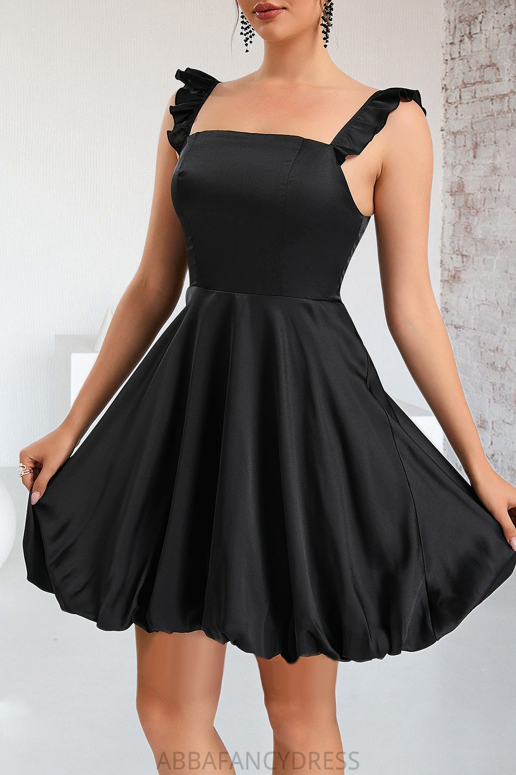 Maren A-line Square Short/Mini Satin Homecoming Dress DRP0020484