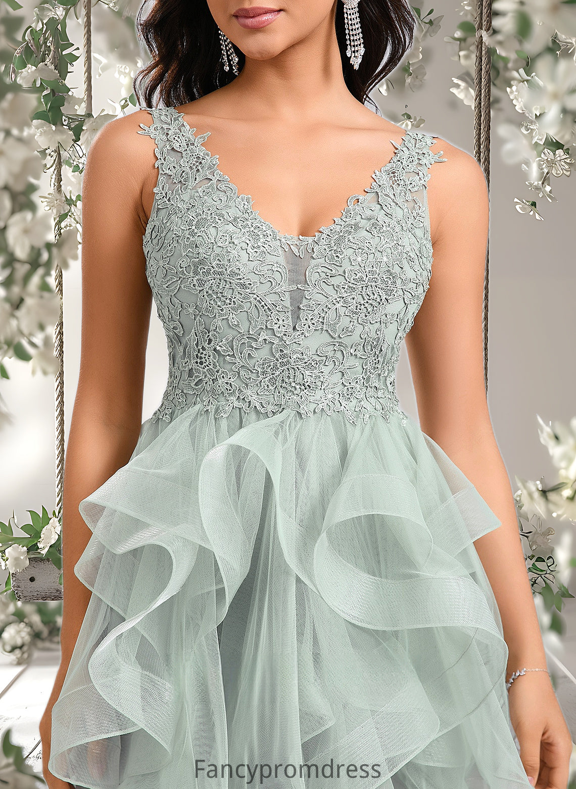 Lexie Ball-Gown/Princess V-Neck Short Tulle Lace Homecoming Dress DRP0025671