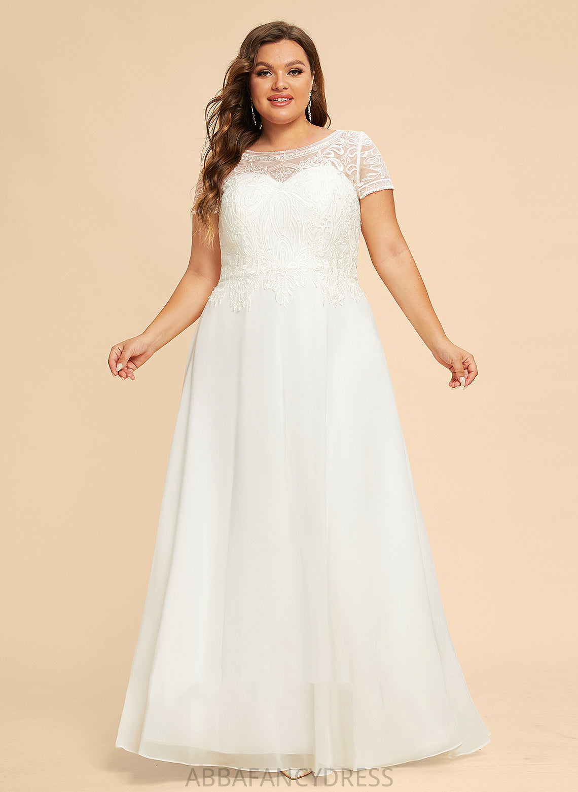 Scoop Sequins Dress With Chiffon Fatima Lace Wedding Wedding Dresses Floor-Length