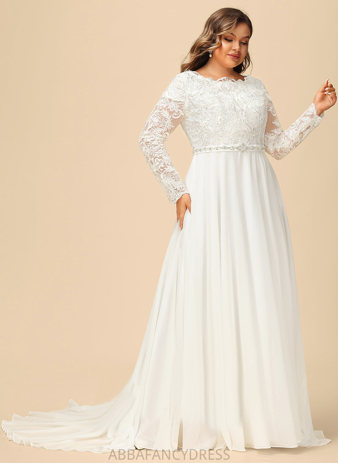 Beading Izabelle Court Chiffon Dress With Lace Wedding Wedding Dresses Train A-Line