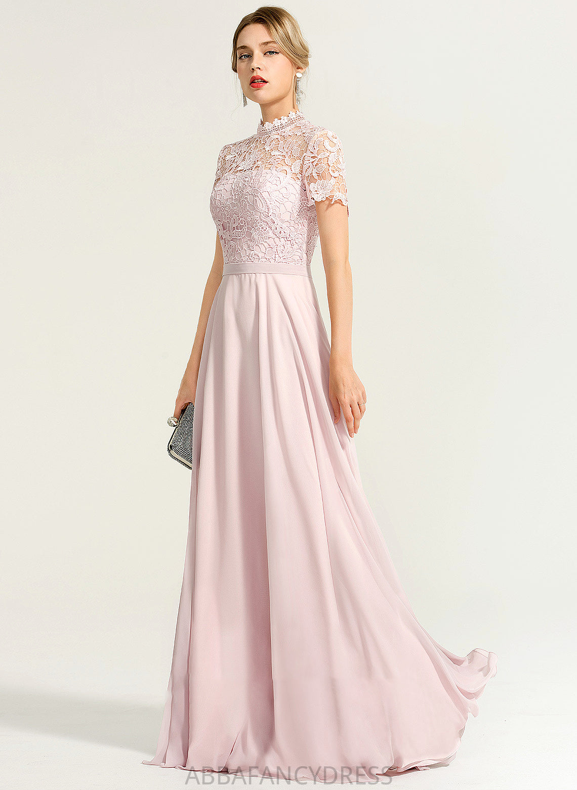Prom Dresses Sequins Chiffon Floor-Length Neck High With Aleena A-Line