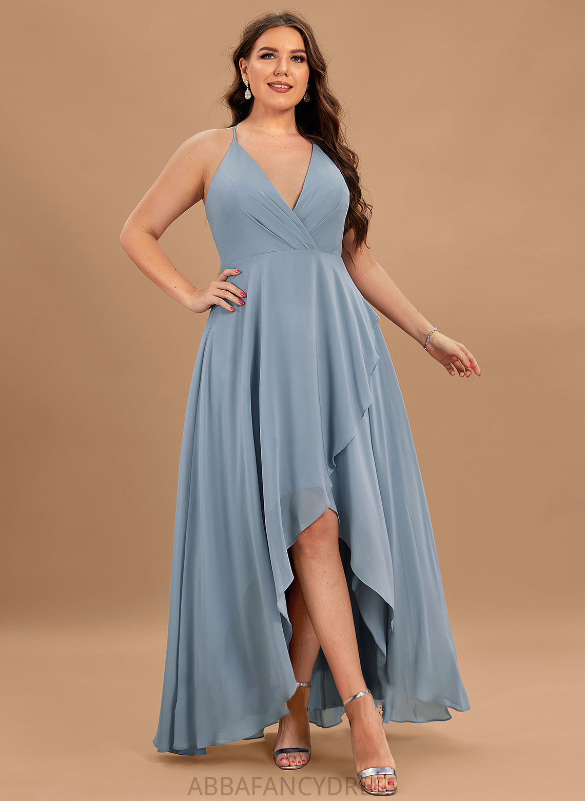 Juliette A-Line Prom Dresses Asymmetrical V-neck