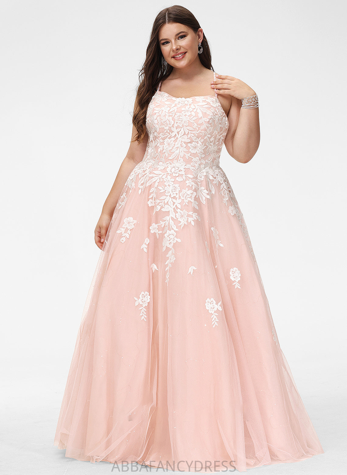 Ball-Gown/Princess Tulle Marisol Sequins Floor-Length Prom Dresses Neckline Lace Square With