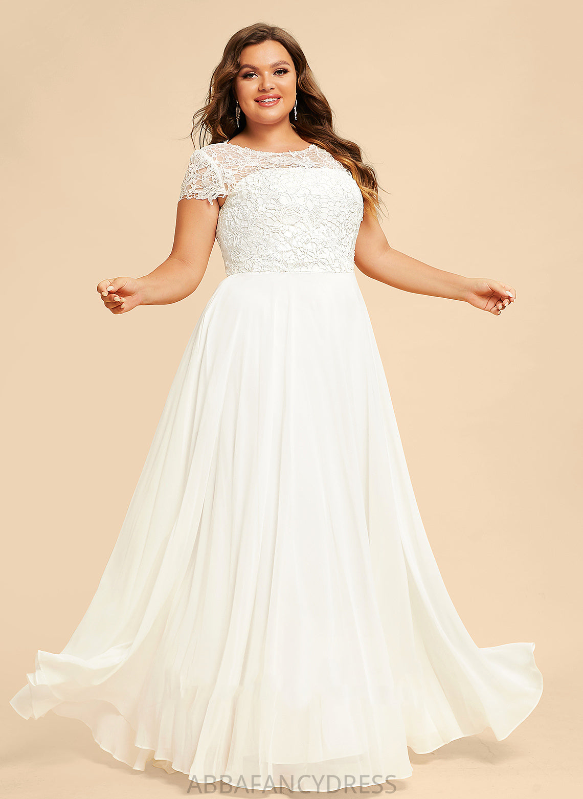 Wedding Lace Scoop Wedding Dresses A-Line Chiffon Floor-Length Delilah Dress