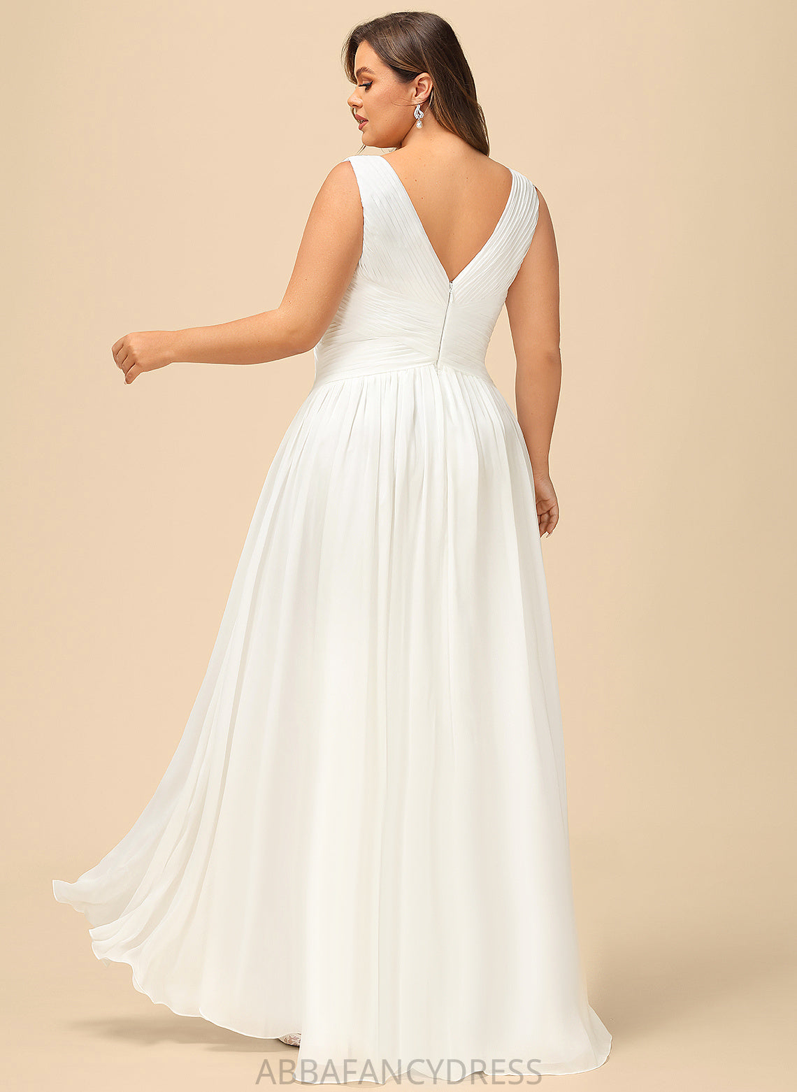 With A-Line V-neck Floor-Length Noelle Dress Wedding Pleated Chiffon Wedding Dresses