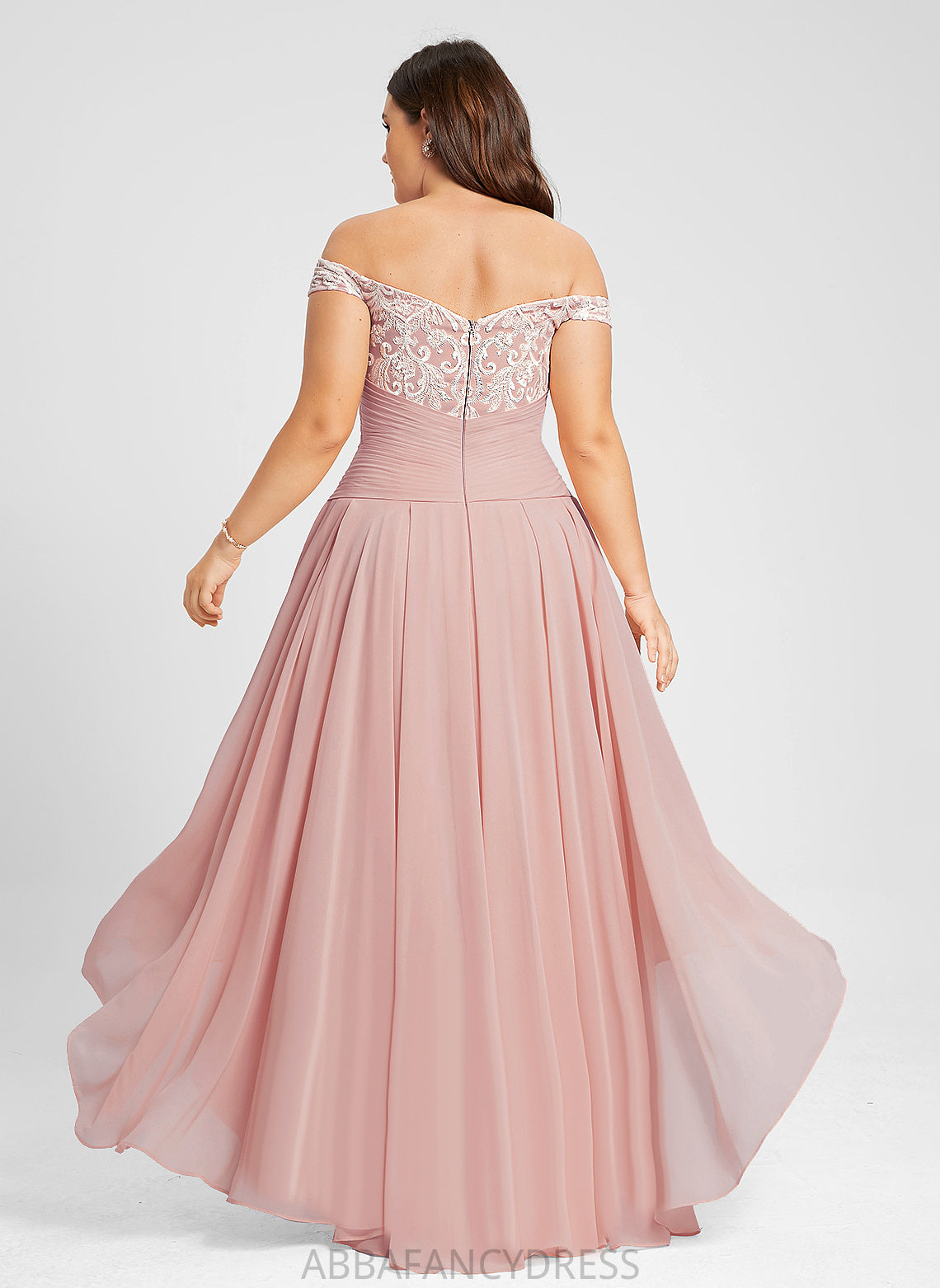 Chiffon Wedding Pleated A-Line Off-the-Shoulder With Asymmetrical Lace Wedding Dresses Fiona Dress