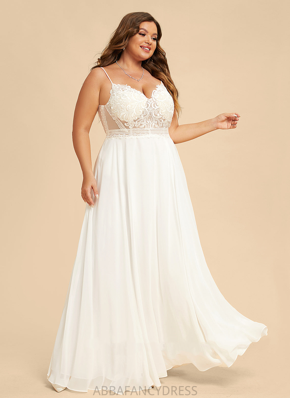 Front Ariana Chiffon Dress Split Wedding A-Line Wedding Dresses V-neck Lace With Floor-Length