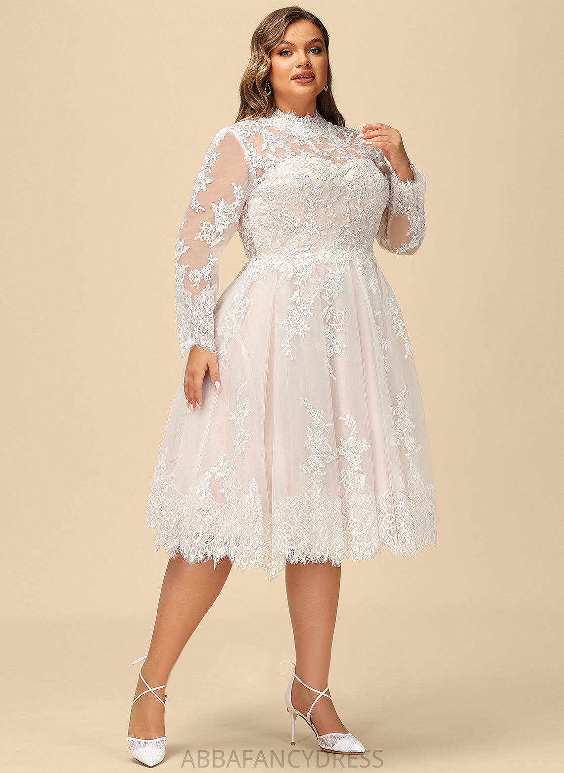 Dress Wedding Wedding Dresses Rayna Illusion Tulle Knee-Length A-Line Lace