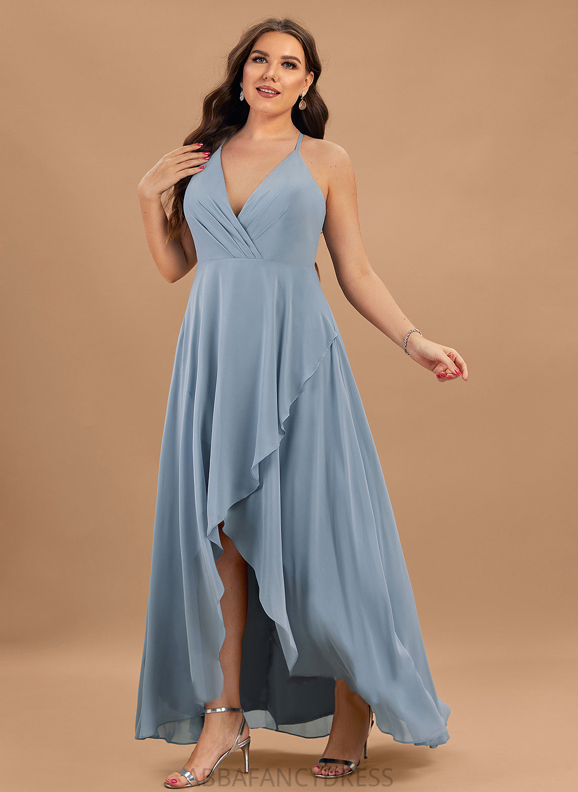 Juliette A-Line Prom Dresses Asymmetrical V-neck