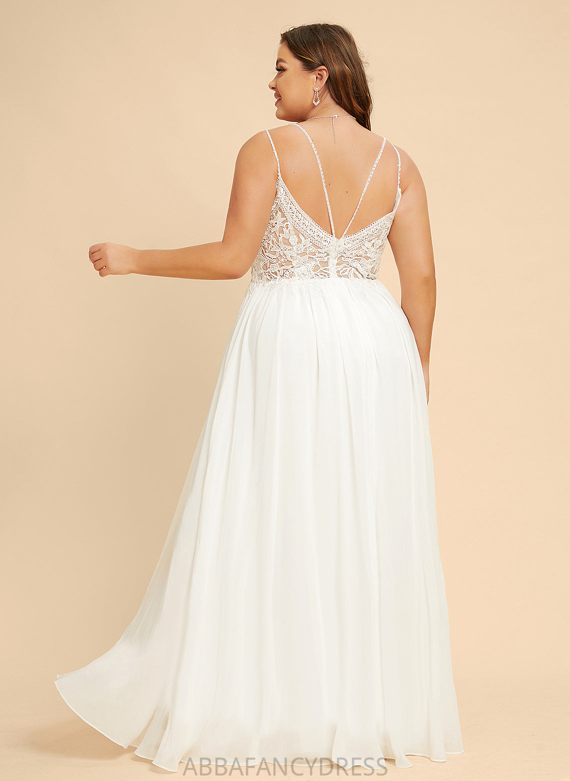 A-Line Lace Split Charlize Wedding With Floor-Length Dress Chiffon Front V-neck Beading Wedding Dresses