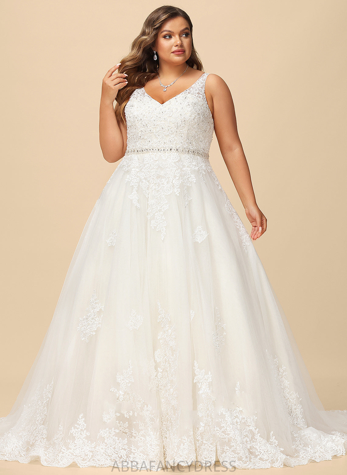 Wedding Wedding Dresses Train Dress Lace Elvira Tulle Sequins With Beading V-neck Court Ball-Gown/Princess