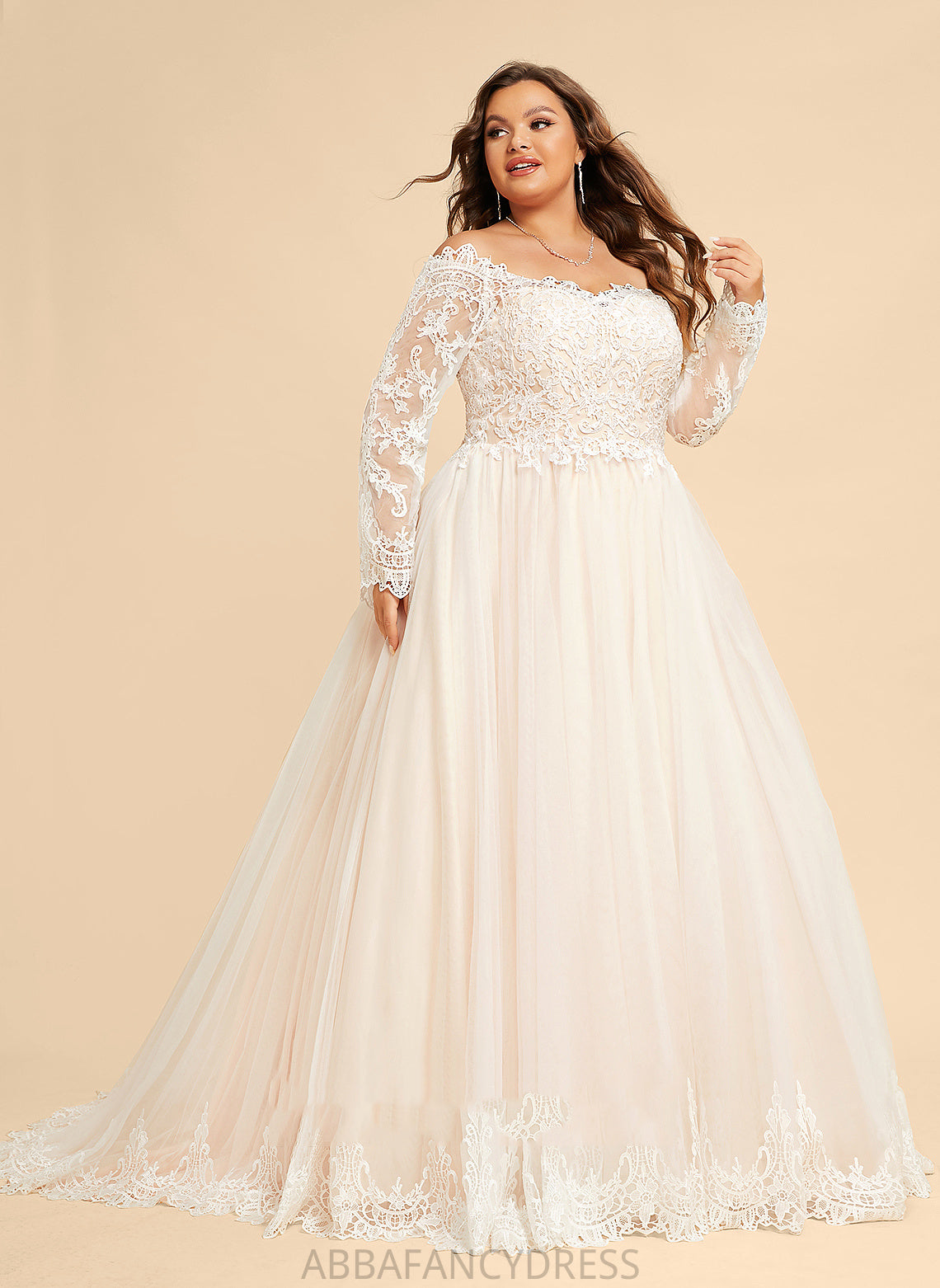 Wedding Dresses Dress Off-the-Shoulder Chapel Kaitlynn Tulle Lace Ball-Gown/Princess Wedding Train