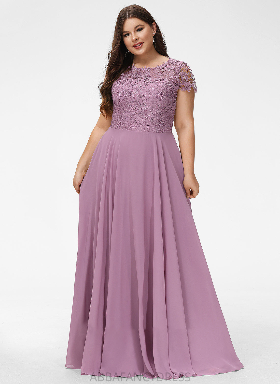 A-Line Chiffon Mercedes Scoop With Floor-Length Neck Prom Dresses Lace Pockets