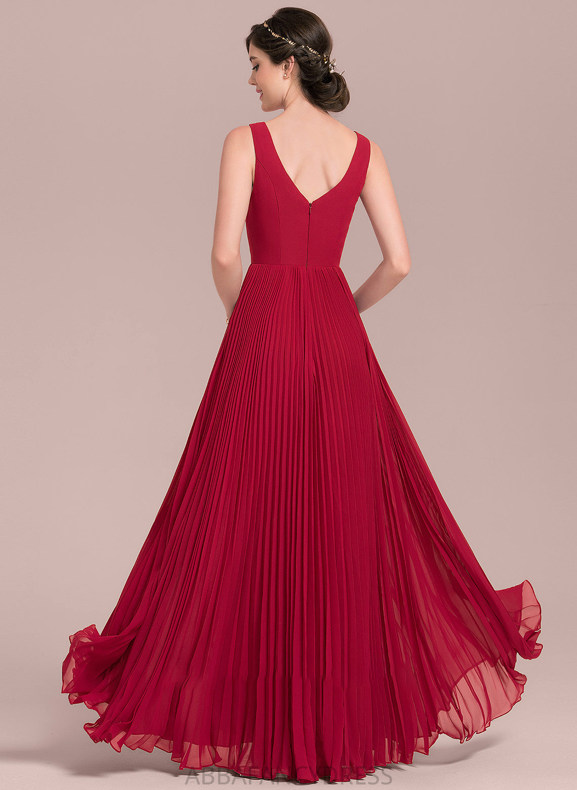 Fabric Silhouette Length A-Line Floor-Length SplitFront Embellishment Neckline Pleated V-neck Shiloh Sheath/Column