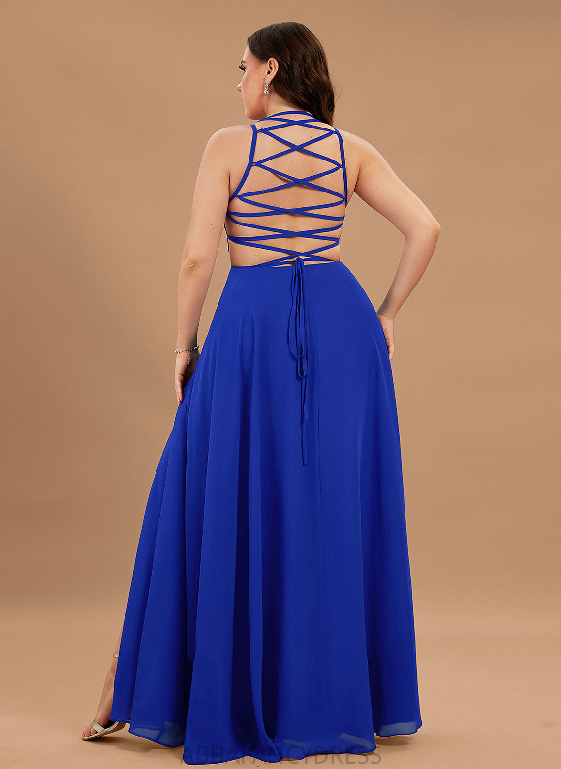 Barbara Prom Dresses Split Scoop Chiffon Neck With A-Line Floor-Length Front