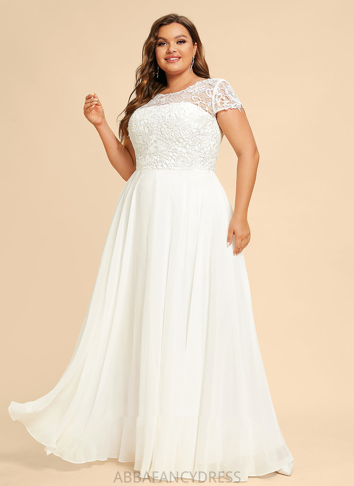 Wedding Lace Scoop Wedding Dresses A-Line Chiffon Floor-Length Delilah Dress