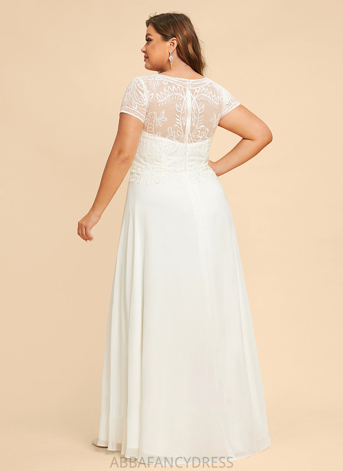 Scoop Sequins Dress With Chiffon Fatima Lace Wedding Wedding Dresses Floor-Length