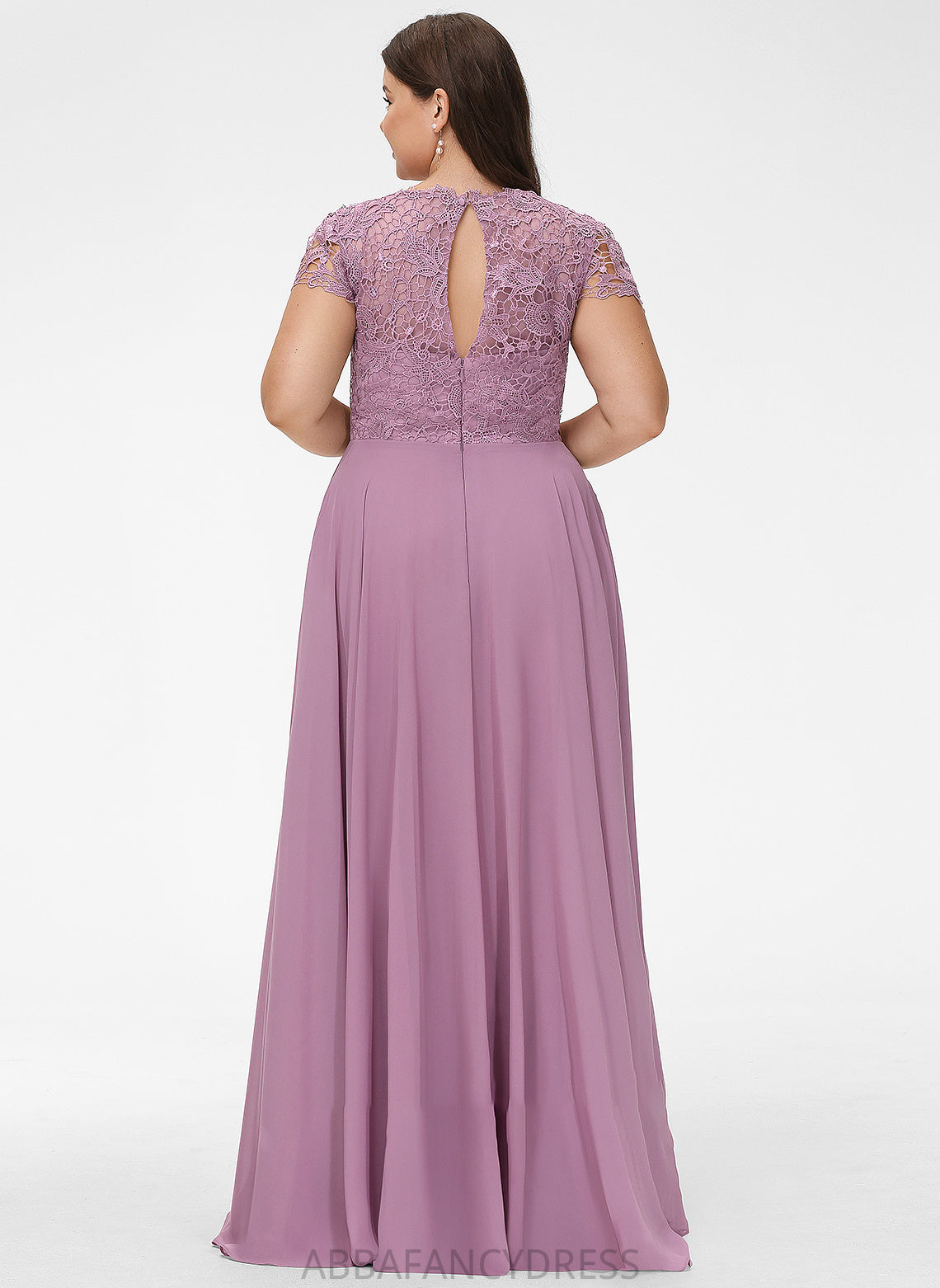 A-Line Chiffon Mercedes Scoop With Floor-Length Neck Prom Dresses Lace Pockets