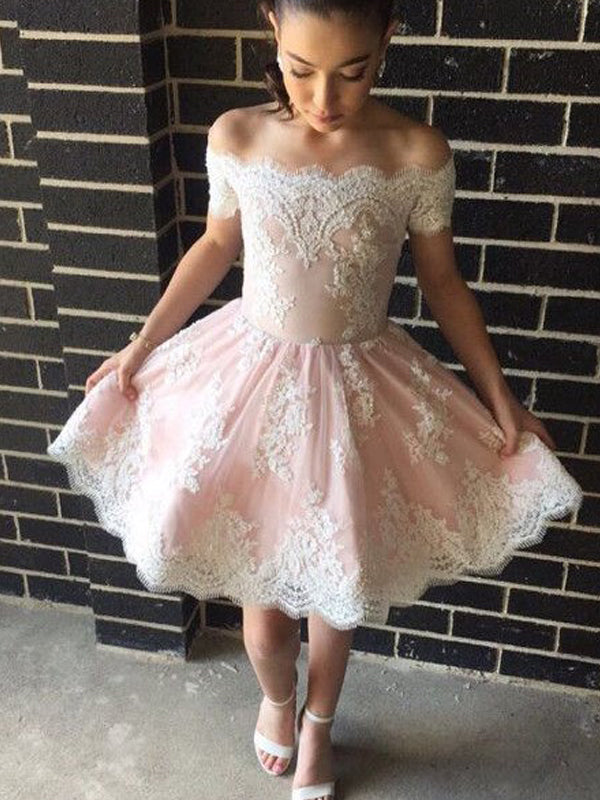 2024 A-Line Off-The-Shoulder Applique Sheila Homecoming Dresses Tulle Short/Mini