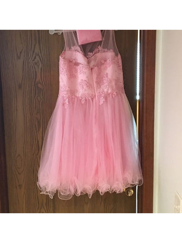 2024 Ball Gown Scoop Neck Sleeveless Applique Organza Homecoming Dresses Eliza Cut Short/Mini