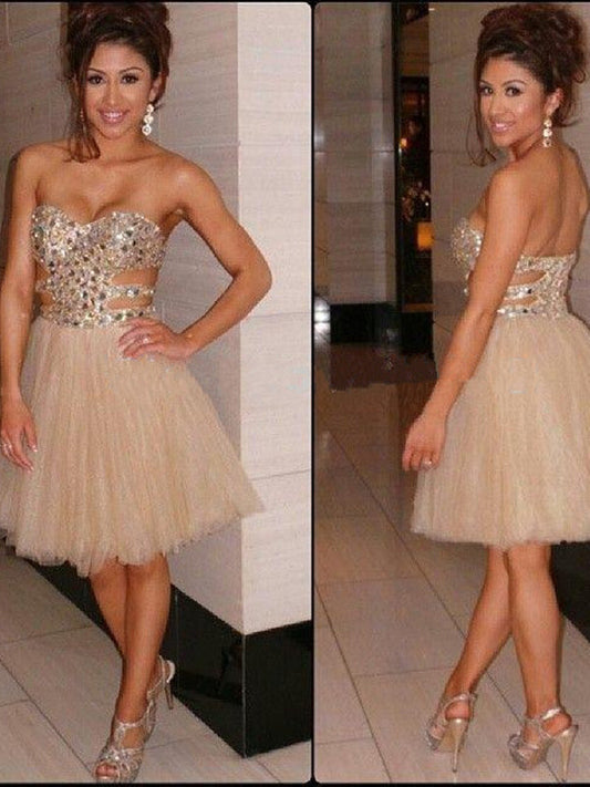 2024 A-Line Sweetheart Sleeveless Beading Tulle Homecoming Dresses Kamari Short/Mini