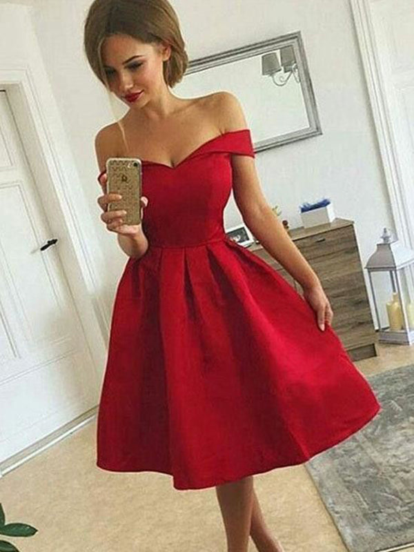 2024 Dana Homecoming Dresses Ball Gown Sweetheart Off-The-Shoulder Pleated Knee-Length