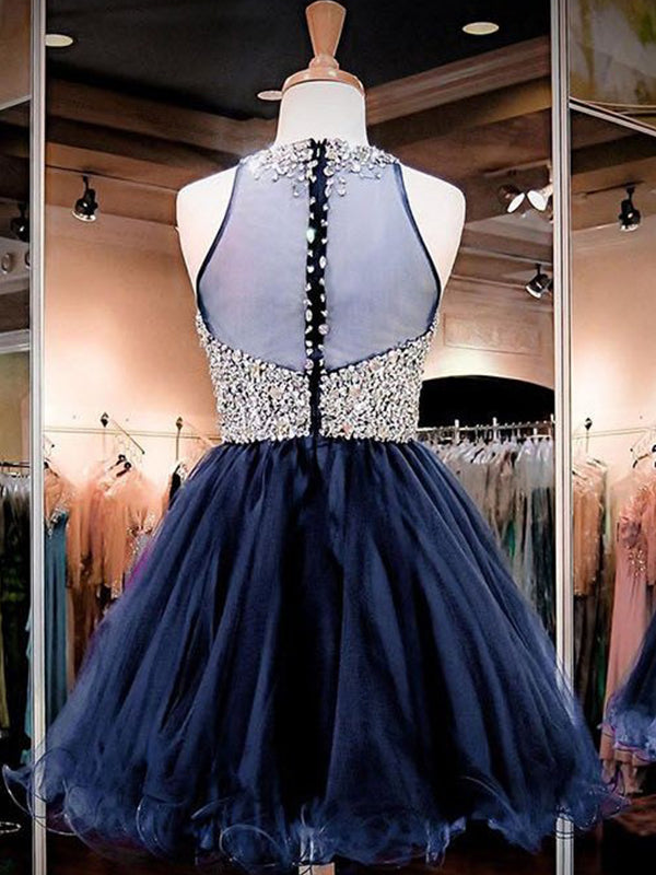 2024 Ball Gown Scoop Homecoming Dresses Gisselle Neck Sleeveless Beading Organza Cut Short/Mini