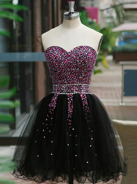 2024 Ball Gown Homecoming Dresses Amber Sweetheart Sleeveless Beading Organza Cut Short/Mini