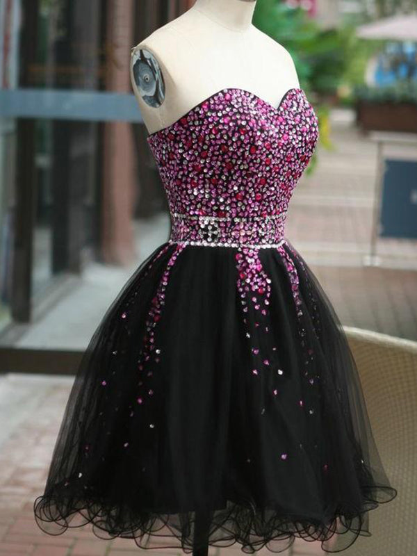 2024 Ball Gown Homecoming Dresses Amber Sweetheart Sleeveless Beading Organza Cut Short/Mini