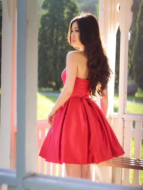 Oriental Style Red Sweetheart Sleeveless Pleated A-Line Short Rowan Homecoming Dresses Mini