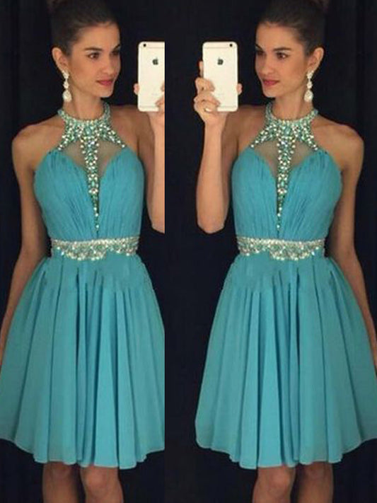 Beading Homecoming Dresses Gillian Chiffon Halter Sleeveless Short Mini