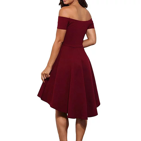 Off The Shoulder Burgundy High Satin Carly Homecoming Dresses A Line Low Simple Pleated