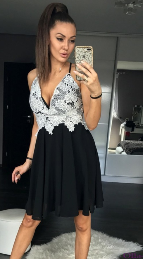 Homecoming Dresses Chiffon Susie Straps Deep V Neck Criss Cross Sleeveless Appliques Backless Black