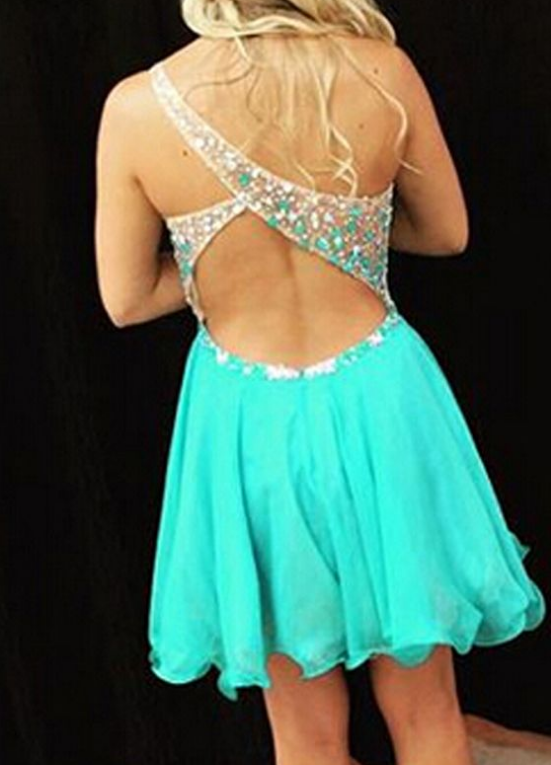 Sleeveless Deep V Neck Homecoming Dresses Lois Chiffon Backless Rhinestone Teal Pleated Cut Out