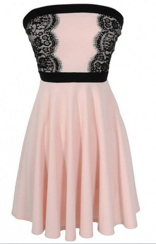 Strapless Pleated Dusty Homecoming Dresses Lace Krista Satin A Line Rose Flowers Knee Length