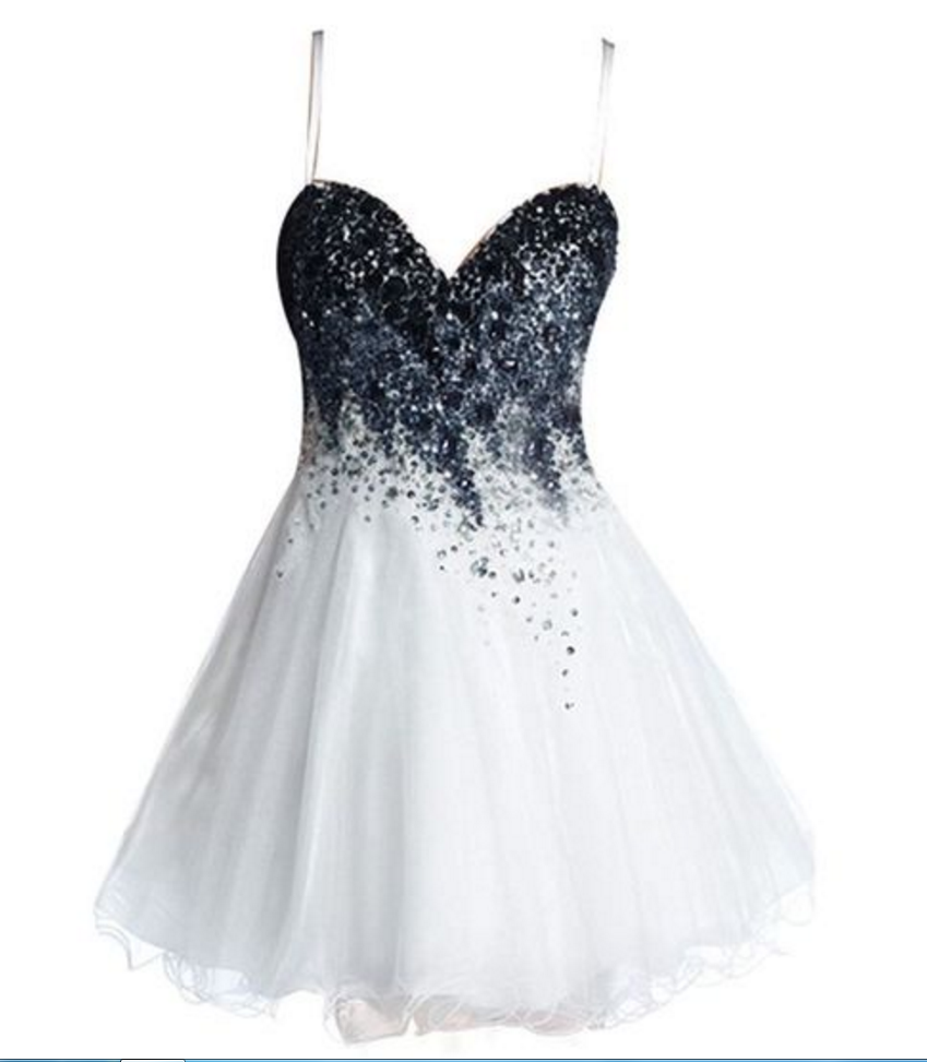 White Sweetheart Spaghetti Straps Sexy Organza Pleated Donna A Line Homecoming Dresses Beading