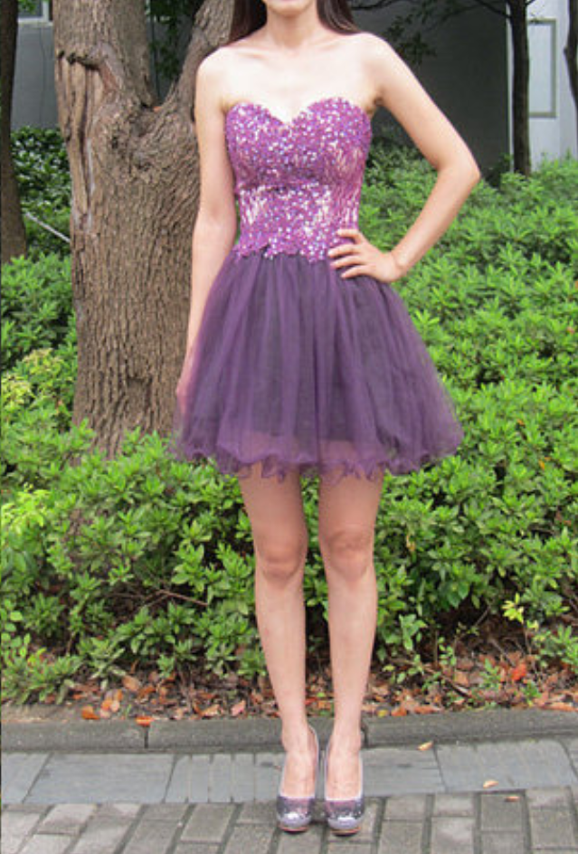 Homecoming Dresses A Line Rory Lilac Strapless Sweetheart Appliques Organza Pleated