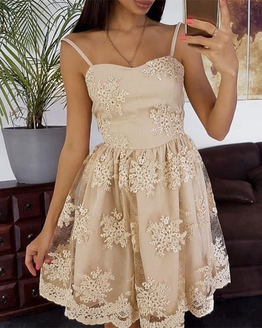 Spaghetti A Line Ivory Lace Homecoming Dresses Kathryn Straps Sweetheart Flowers Pleated