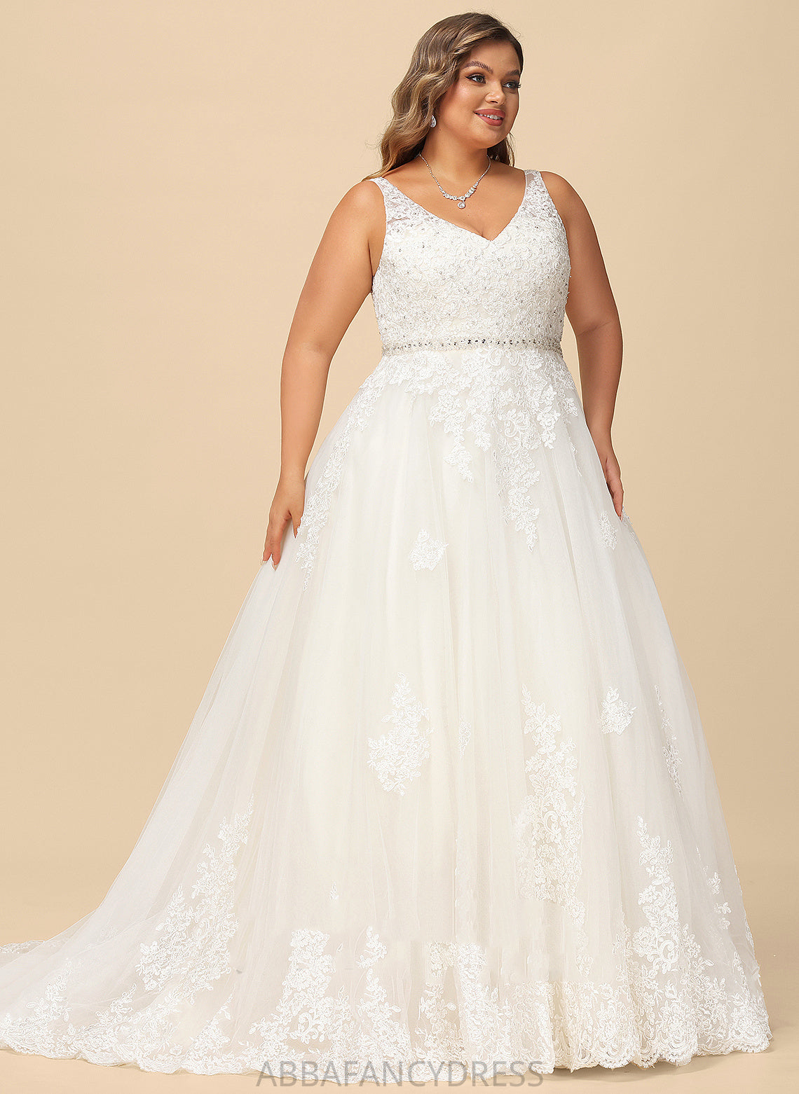 Wedding Wedding Dresses Train Dress Lace Elvira Tulle Sequins With Beading V-neck Court Ball-Gown/Princess