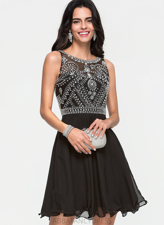 Dress A-Line Homecoming Dresses Homecoming Neck With Chiffon Sequins Beading Short/Mini Holly Scoop