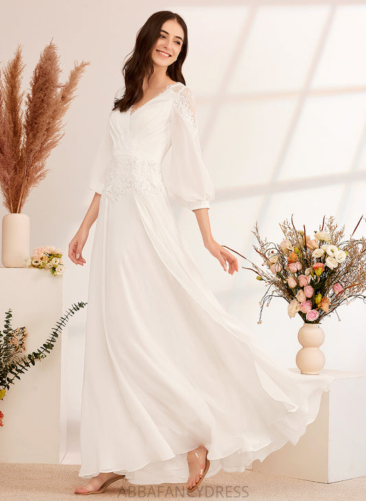 Wedding A-Line Lace V-neck Floor-Length Clara Wedding Dresses Dress With